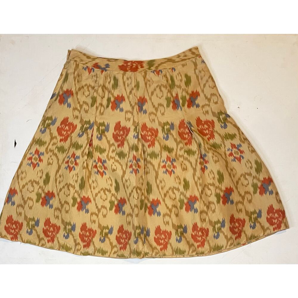 J. Jill 100% Silk Southwest Ikat Skirt Sz 12 A-Line Boho Desertcore EUC Boho